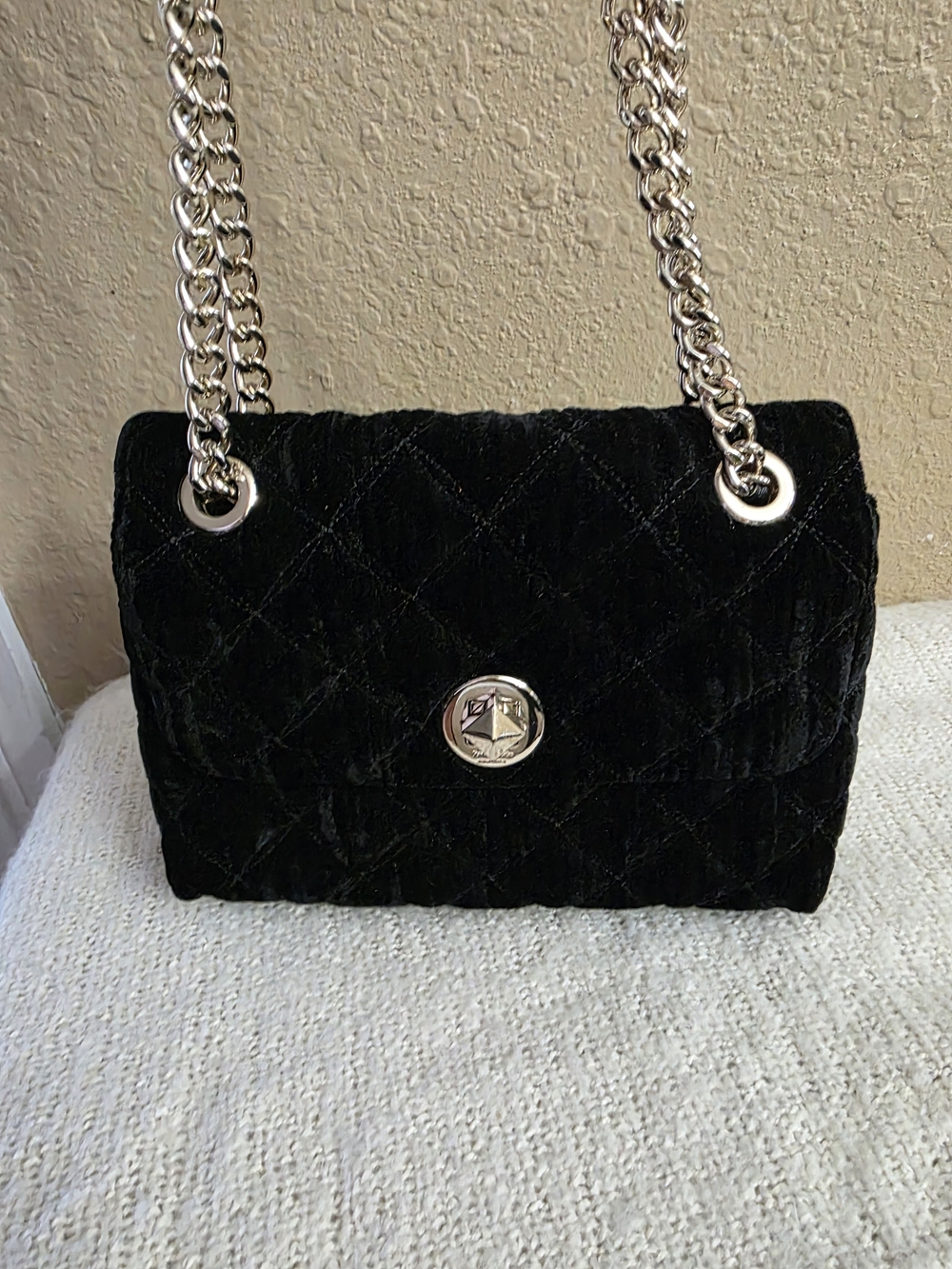 kate spade Black Quilted Velvet Chain Shoulder Bag